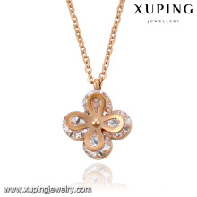 Collier-00064 Fashion élégant Rose plaqué or CZ diamant en acier inoxydable pendentif bijoux